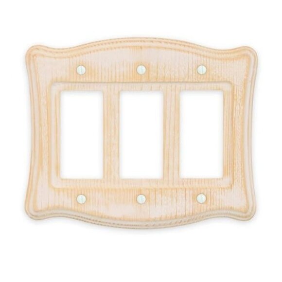 Allen + Roth 3-Gang Wall Plate Distressed White Wood Rustic Farmhouse - Picture 1 of 6